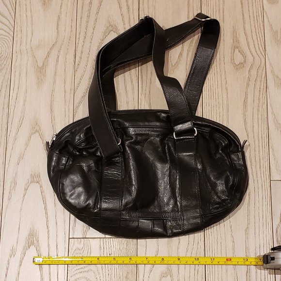 m0851 Black Leather Tennis Bag - Picture 2 of 6